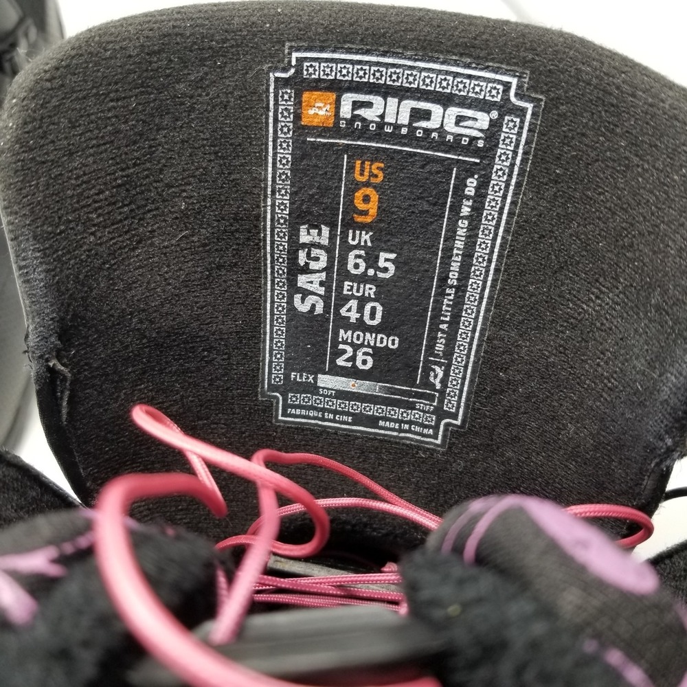 Women's Black Pink Purple RIDE SAGE Snowboard Boots Size 9.5 - Picture 5 of 16
